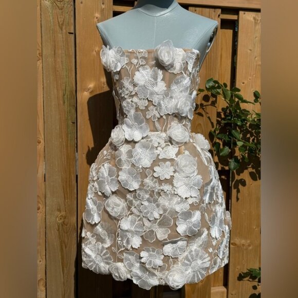 🆕 BRONX & BANCO 🧿 NWOT Jasmine Maraya White Mini Dress - Sz S / US 4 - Picture 10 of 16